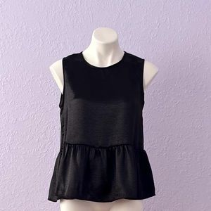 WALTER BAKER BLACK SLEEVELESS CREW NECK PEPLUM BLOUSE